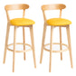 Modern Backrest Armless Counter Stool Wood Household Bar Stool with Cushion Light Yellow 2 Piece Set Clearhalo 'Bar Furniture' 'Bar Stools' 'bar_stools' 'furn' 'furn_bar_stools' 'furniture_bar_stools' 'Kitchen & Dining Furniture' 'kitchen&dining_furn' 'kitchen' 'kitchen_furn' Furniture' 4354490