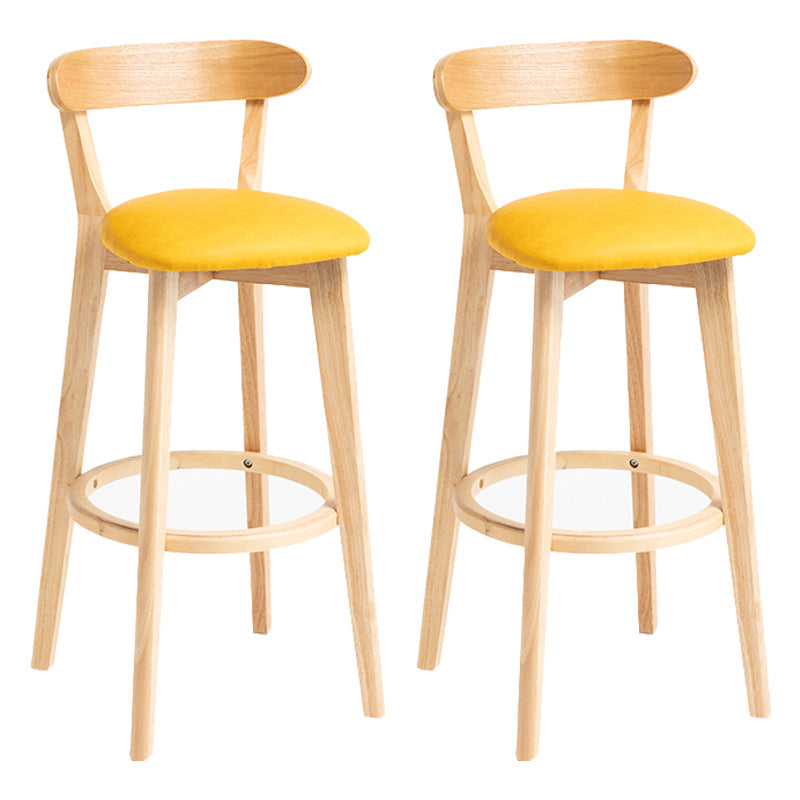 Modern Backrest Armless Counter Stool Wood Household Bar Stool with Cushion Light Yellow 2 Piece Set Clearhalo 'Bar Furniture' 'Bar Stools' 'bar_stools' 'furn' 'furn_bar_stools' 'furniture_bar_stools' 'Kitchen & Dining Furniture' 'kitchen&dining_furn' 'kitchen' 'kitchen_furn' Furniture' 4354490