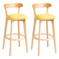 Modern Backrest Armless Counter Stool Wood Household Bar Stool with Cushion Yellow 2 Piece Set Clearhalo 'Bar Furniture' 'Bar Stools' 'bar_stools' 'furn' 'furn_bar_stools' 'furniture_bar_stools' 'Kitchen & Dining Furniture' 'kitchen&dining_furn' 'kitchen' 'kitchen_furn' Furniture' 4354493