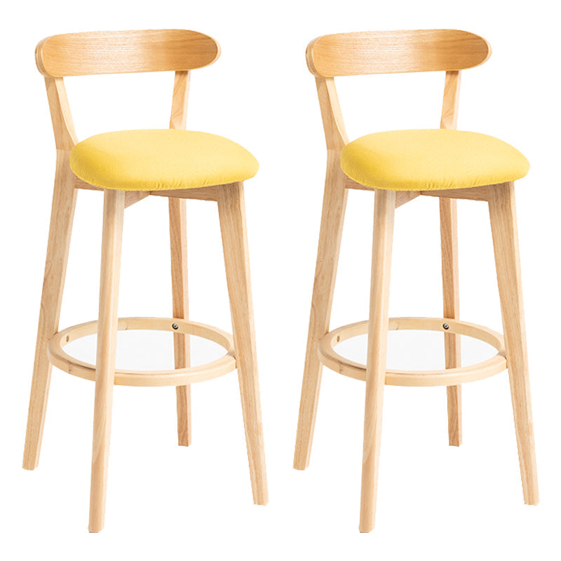 Modern Backrest Armless Counter Stool Wood Household Bar Stool with Cushion Yellow 2 Piece Set Clearhalo 'Bar Furniture' 'Bar Stools' 'bar_stools' 'furn' 'furn_bar_stools' 'furniture_bar_stools' 'Kitchen & Dining Furniture' 'kitchen&dining_furn' 'kitchen' 'kitchen_furn' Furniture' 4354493