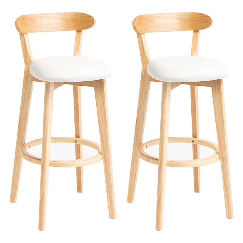 Modern Backrest Armless Counter Stool Wood Household Bar Stool with Cushion Off-White 2 Piece Set Clearhalo 'Bar Furniture' 'Bar Stools' 'bar_stools' 'furn' 'furn_bar_stools' 'furniture_bar_stools' 'Kitchen & Dining Furniture' 'kitchen&dining_furn' 'kitchen' 'kitchen_furn' Furniture' 4354497