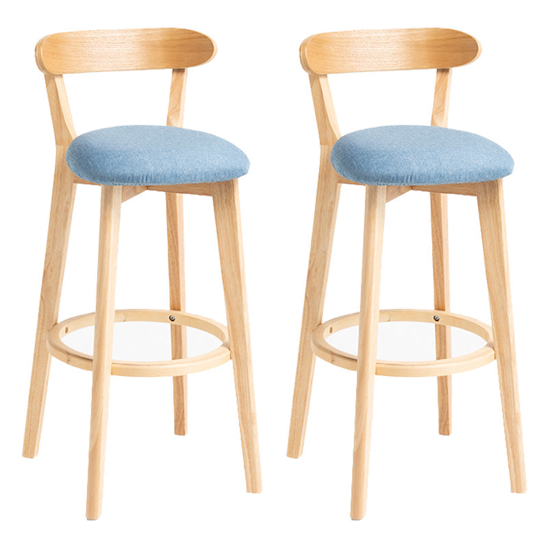 Modern Backrest Armless Counter Stool Wood Household Bar Stool with Cushion Blue 2 Piece Set Clearhalo 'Bar Furniture' 'Bar Stools' 'bar_stools' 'furn' 'furn_bar_stools' 'furniture_bar_stools' 'Kitchen & Dining Furniture' 'kitchen&dining_furn' 'kitchen' 'kitchen_furn' Furniture' 4354498