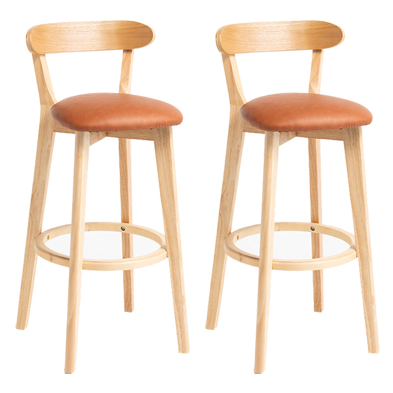 Modern Backrest Armless Counter Stool Wood Household Bar Stool with Cushion Light Brown 2 Piece Set Clearhalo 'Bar Furniture' 'Bar Stools' 'bar_stools' 'furn' 'furn_bar_stools' 'furniture_bar_stools' 'Kitchen & Dining Furniture' 'kitchen&dining_furn' 'kitchen' 'kitchen_furn' Furniture' 4354500