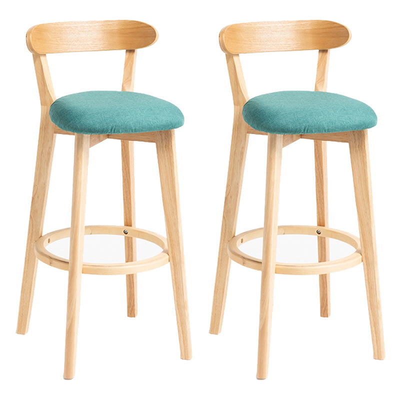 Modern Backrest Armless Counter Stool Wood Household Bar Stool with Cushion Mint Green 2 Piece Set Clearhalo 'Bar Furniture' 'Bar Stools' 'bar_stools' 'furn' 'furn_bar_stools' 'furniture_bar_stools' 'Kitchen & Dining Furniture' 'kitchen&dining_furn' 'kitchen' 'kitchen_furn' Furniture' 4354502