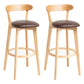 Modern Backrest Armless Counter Stool Wood Household Bar Stool with Cushion Brown 2 Piece Set Clearhalo 'Bar Furniture' 'Bar Stools' 'bar_stools' 'furn' 'furn_bar_stools' 'furniture_bar_stools' 'Kitchen & Dining Furniture' 'kitchen&dining_furn' 'kitchen' 'kitchen_furn' Furniture' 4354503