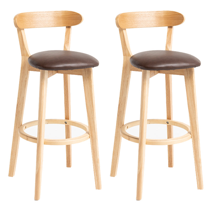 Modern Backrest Armless Counter Stool Wood Household Bar Stool with Cushion Brown 2 Piece Set Clearhalo 'Bar Furniture' 'Bar Stools' 'bar_stools' 'furn' 'furn_bar_stools' 'furniture_bar_stools' 'Kitchen & Dining Furniture' 'kitchen&dining_furn' 'kitchen' 'kitchen_furn' Furniture' 4354503