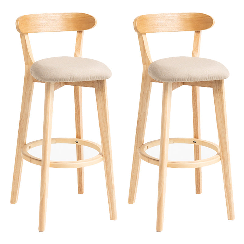 Modern Backrest Armless Counter Stool Wood Household Bar Stool with Cushion Khaki 2 Piece Set Clearhalo 'Bar Furniture' 'Bar Stools' 'bar_stools' 'furn' 'furn_bar_stools' 'furniture_bar_stools' 'Kitchen & Dining Furniture' 'kitchen&dining_furn' 'kitchen' 'kitchen_furn' Furniture' 4354504