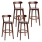 Modern Backrest Armless Counter Stool Wood Household Bar Stool with Cushion Dark Brown 4 Piece Set Clearhalo 'Bar Furniture' 'Bar Stools' 'bar_stools' 'furn' 'furn_bar_stools' 'furniture_bar_stools' 'Kitchen & Dining Furniture' 'kitchen&dining_furn' 'kitchen' 'kitchen_furn' Furniture' 4354505