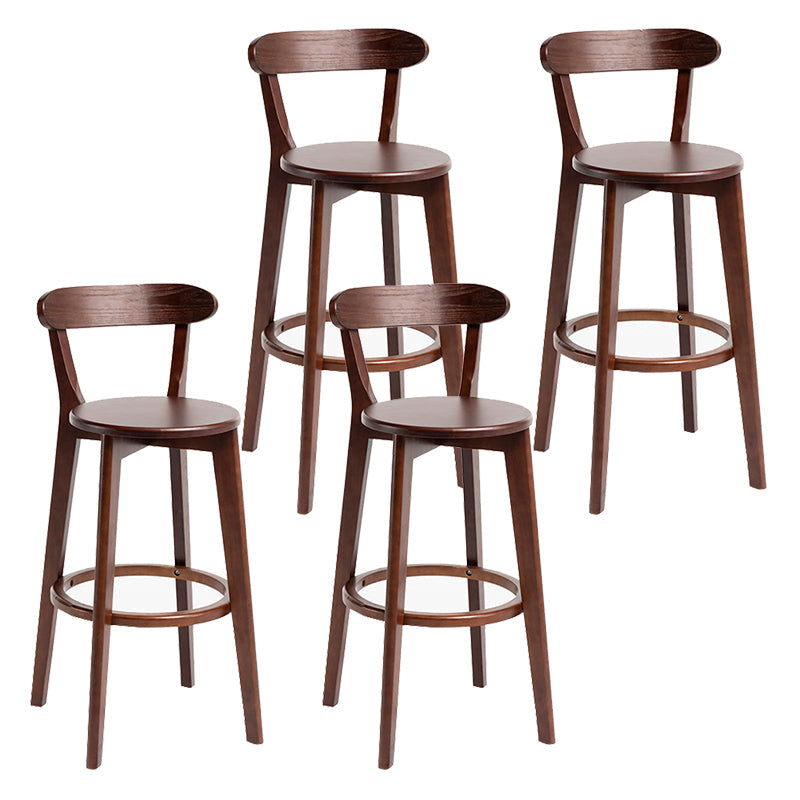 Modern Backrest Armless Counter Stool Wood Household Bar Stool with Cushion Dark Brown 4 Piece Set Clearhalo 'Bar Furniture' 'Bar Stools' 'bar_stools' 'furn' 'furn_bar_stools' 'furniture_bar_stools' 'Kitchen & Dining Furniture' 'kitchen&dining_furn' 'kitchen' 'kitchen_furn' Furniture' 4354505