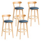 Modern Backrest Armless Counter Stool Wood Household Bar Stool with Cushion Royal Blue 4 Piece Set Clearhalo 'Bar Furniture' 'Bar Stools' 'bar_stools' 'furn' 'furn_bar_stools' 'furniture_bar_stools' 'Kitchen & Dining Furniture' 'kitchen&dining_furn' 'kitchen' 'kitchen_furn' Furniture' 4354507