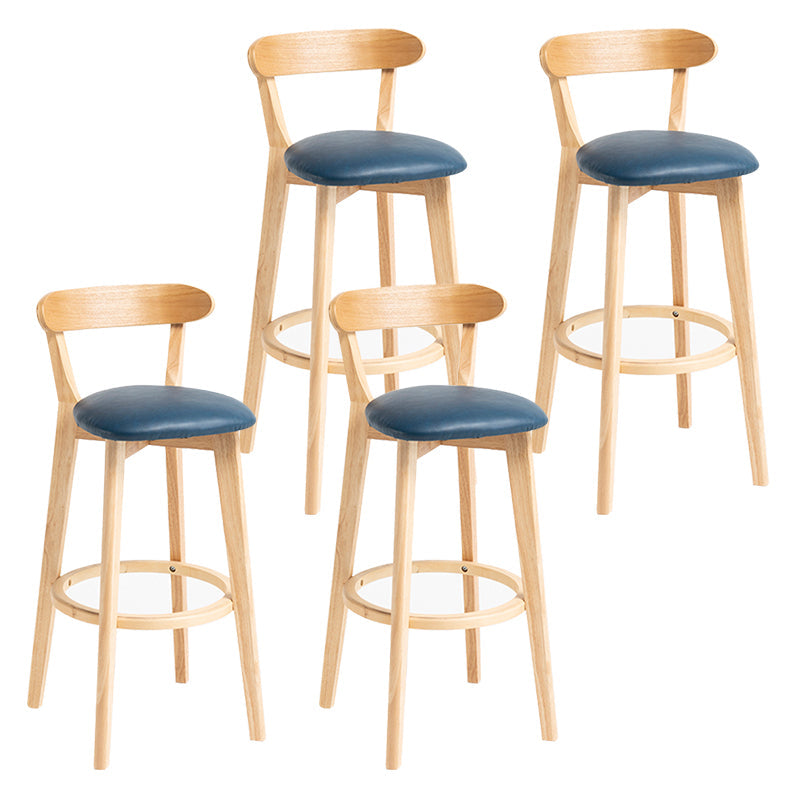 Modern Backrest Armless Counter Stool Wood Household Bar Stool with Cushion Royal Blue 4 Piece Set Clearhalo 'Bar Furniture' 'Bar Stools' 'bar_stools' 'furn' 'furn_bar_stools' 'furniture_bar_stools' 'Kitchen & Dining Furniture' 'kitchen&dining_furn' 'kitchen' 'kitchen_furn' Furniture' 4354507