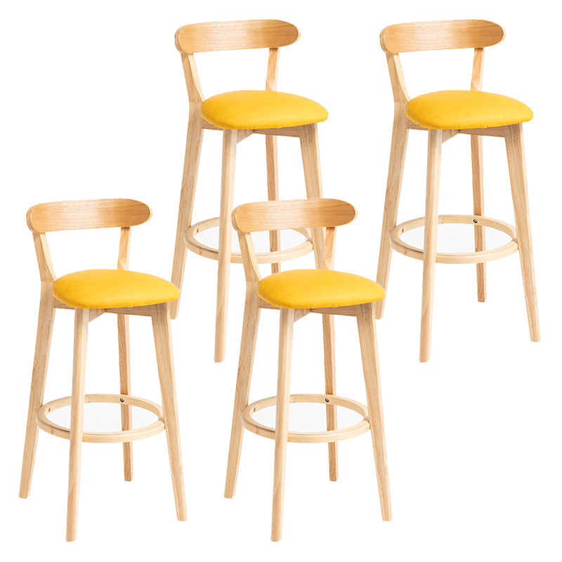 Modern Backrest Armless Counter Stool Wood Household Bar Stool with Cushion Light Yellow 4 Piece Set Clearhalo 'Bar Furniture' 'Bar Stools' 'bar_stools' 'furn' 'furn_bar_stools' 'furniture_bar_stools' 'Kitchen & Dining Furniture' 'kitchen&dining_furn' 'kitchen' 'kitchen_furn' Furniture' 4354510