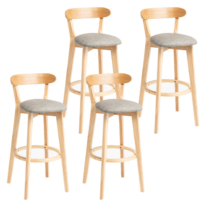 Modern Backrest Armless Counter Stool Wood Household Bar Stool with Cushion Grey 4 Piece Set Clearhalo 'Bar Furniture' 'Bar Stools' 'bar_stools' 'furn' 'furn_bar_stools' 'furniture_bar_stools' 'Kitchen & Dining Furniture' 'kitchen&dining_furn' 'kitchen' 'kitchen_furn' Furniture' 4354511