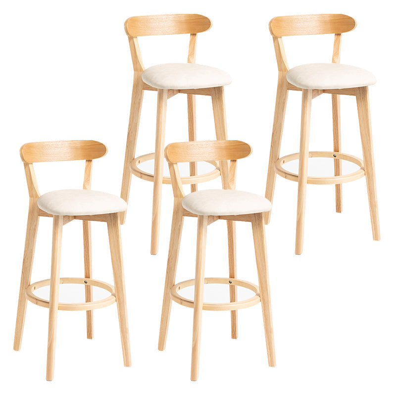 Modern Backrest Armless Counter Stool Wood Household Bar Stool with Cushion White 4 Piece Set Clearhalo 'Bar Furniture' 'Bar Stools' 'bar_stools' 'furn' 'furn_bar_stools' 'furniture_bar_stools' 'Kitchen & Dining Furniture' 'kitchen&dining_furn' 'kitchen' 'kitchen_furn' Furniture' 4354512