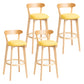 Modern Backrest Armless Counter Stool Wood Household Bar Stool with Cushion Yellow 4 Piece Set Clearhalo 'Bar Furniture' 'Bar Stools' 'bar_stools' 'furn' 'furn_bar_stools' 'furniture_bar_stools' 'Kitchen & Dining Furniture' 'kitchen&dining_furn' 'kitchen' 'kitchen_furn' Furniture' 4354513