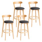 Modern Backrest Armless Counter Stool Wood Household Bar Stool with Cushion Black 4 Piece Set Clearhalo 'Bar Furniture' 'Bar Stools' 'bar_stools' 'furn' 'furn_bar_stools' 'furniture_bar_stools' 'Kitchen & Dining Furniture' 'kitchen&dining_furn' 'kitchen' 'kitchen_furn' Furniture' 4354514