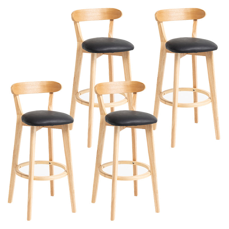 Modern Backrest Armless Counter Stool Wood Household Bar Stool with Cushion Black 4 Piece Set Clearhalo 'Bar Furniture' 'Bar Stools' 'bar_stools' 'furn' 'furn_bar_stools' 'furniture_bar_stools' 'Kitchen & Dining Furniture' 'kitchen&dining_furn' 'kitchen' 'kitchen_furn' Furniture' 4354514