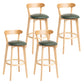 Modern Backrest Armless Counter Stool Wood Household Bar Stool with Cushion Blackish Green 4 Piece Set Clearhalo 'Bar Furniture' 'Bar Stools' 'bar_stools' 'furn' 'furn_bar_stools' 'furniture_bar_stools' 'Kitchen & Dining Furniture' 'kitchen&dining_furn' 'kitchen' 'kitchen_furn' Furniture' 4354516