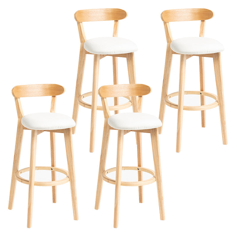 Modern Backrest Armless Counter Stool Wood Household Bar Stool with Cushion Off-White 4 Piece Set Clearhalo 'Bar Furniture' 'Bar Stools' 'bar_stools' 'furn' 'furn_bar_stools' 'furniture_bar_stools' 'Kitchen & Dining Furniture' 'kitchen&dining_furn' 'kitchen' 'kitchen_furn' Furniture' 4354517