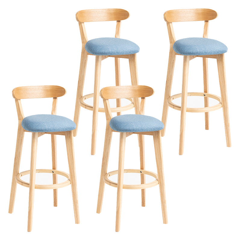 Modern Backrest Armless Counter Stool Wood Household Bar Stool with Cushion Blue 4 Piece Set Clearhalo 'Bar Furniture' 'Bar Stools' 'bar_stools' 'furn' 'furn_bar_stools' 'furniture_bar_stools' 'Kitchen & Dining Furniture' 'kitchen&dining_furn' 'kitchen' 'kitchen_furn' Furniture' 4354518