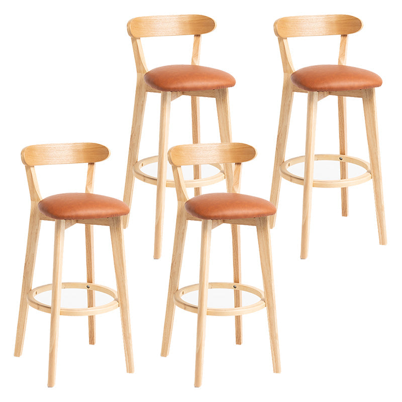 Modern Backrest Armless Counter Stool Wood Household Bar Stool with Cushion Light Brown 4 Piece Set Clearhalo 'Bar Furniture' 'Bar Stools' 'bar_stools' 'furn' 'furn_bar_stools' 'furniture_bar_stools' 'Kitchen & Dining Furniture' 'kitchen&dining_furn' 'kitchen' 'kitchen_furn' Furniture' 4354520