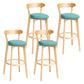 Modern Backrest Armless Counter Stool Wood Household Bar Stool with Cushion Mint Green 4 Piece Set Clearhalo 'Bar Furniture' 'Bar Stools' 'bar_stools' 'furn' 'furn_bar_stools' 'furniture_bar_stools' 'Kitchen & Dining Furniture' 'kitchen&dining_furn' 'kitchen' 'kitchen_furn' Furniture' 4354522