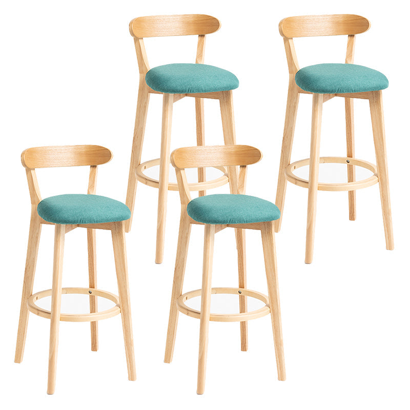 Modern Backrest Armless Counter Stool Wood Household Bar Stool with Cushion Mint Green 4 Piece Set Clearhalo 'Bar Furniture' 'Bar Stools' 'bar_stools' 'furn' 'furn_bar_stools' 'furniture_bar_stools' 'Kitchen & Dining Furniture' 'kitchen&dining_furn' 'kitchen' 'kitchen_furn' Furniture' 4354522