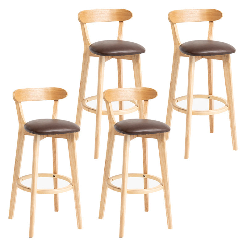 Modern Backrest Armless Counter Stool Wood Household Bar Stool with Cushion Brown 4 Piece Set Clearhalo 'Bar Furniture' 'Bar Stools' 'bar_stools' 'furn' 'furn_bar_stools' 'furniture_bar_stools' 'Kitchen & Dining Furniture' 'kitchen&dining_furn' 'kitchen' 'kitchen_furn' Furniture' 4354523