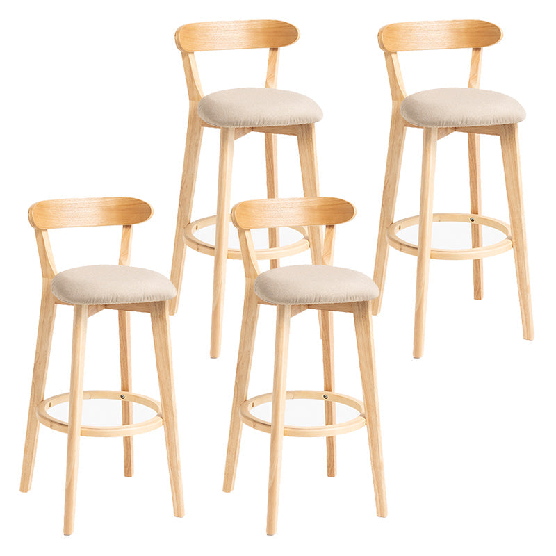 Modern Backrest Armless Counter Stool Wood Household Bar Stool with Cushion Khaki 4 Piece Set Clearhalo 'Bar Furniture' 'Bar Stools' 'bar_stools' 'furn' 'furn_bar_stools' 'furniture_bar_stools' 'Kitchen & Dining Furniture' 'kitchen&dining_furn' 'kitchen' 'kitchen_furn' Furniture' 4354524