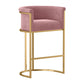 Glam Backrest Counter Stool Iron Household Bar Stool with Velvet Cushion and Pedal Pink Clearhalo 'Bar Furniture' 'Bar Stools' 'bar_stools' 'furn' 'furn_bar_stools' 'furniture_bar_stools' 'Kitchen & Dining Furniture' 'kitchen&dining_furn' 'kitchen' 'kitchen_furn' Furniture' 4354528