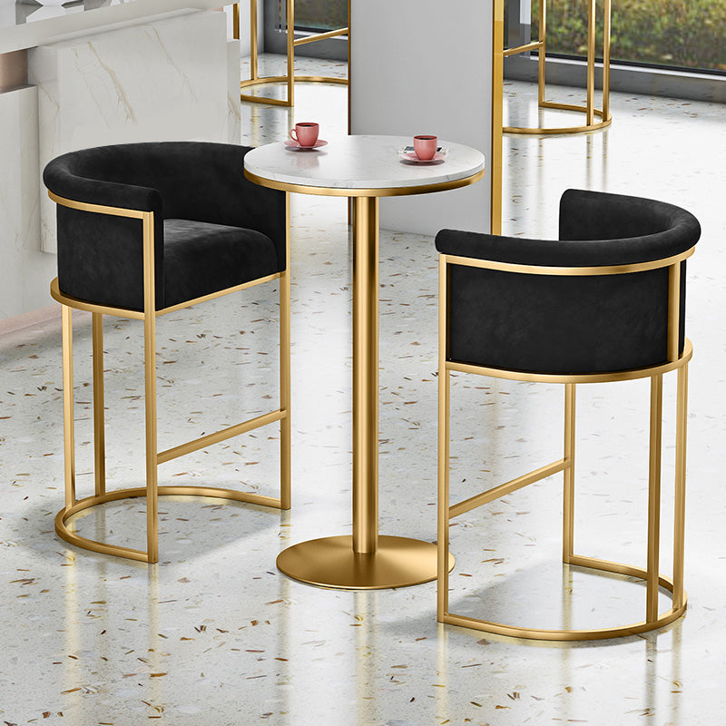 Glam Backrest Counter Stool Iron Household Bar Stool with Velvet Cushion and Pedal Clearhalo 'Bar Furniture' 'Bar Stools' 'bar_stools' 'furn' 'furn_bar_stools' 'furniture_bar_stools' 'Kitchen & Dining Furniture' 'kitchen&dining_furn' 'kitchen' 'kitchen_furn' Furniture' 4354529