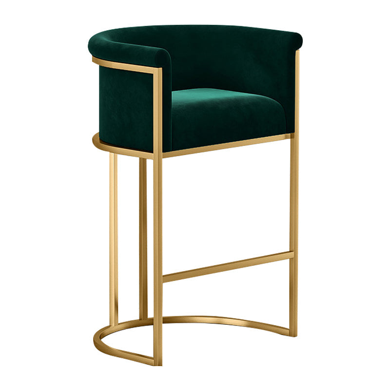 Glam Backrest Counter Stool Iron Household Bar Stool with Velvet Cushion and Pedal Green Clearhalo 'Bar Furniture' 'Bar Stools' 'bar_stools' 'furn' 'furn_bar_stools' 'furniture_bar_stools' 'Kitchen & Dining Furniture' 'kitchen&dining_furn' 'kitchen' 'kitchen_furn' Furniture' 4354530