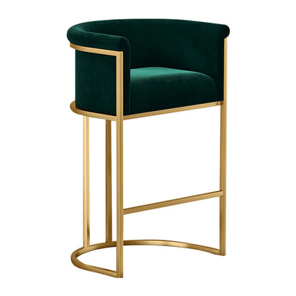 Glam Backrest Counter Stool Iron Household Bar Stool with Velvet Cushion and Pedal Green Clearhalo 'Bar Furniture' 'Bar Stools' 'bar_stools' 'furn' 'furn_bar_stools' 'furniture_bar_stools' 'Kitchen & Dining Furniture' 'kitchen&dining_furn' 'kitchen' 'kitchen_furn' Furniture' 4354530