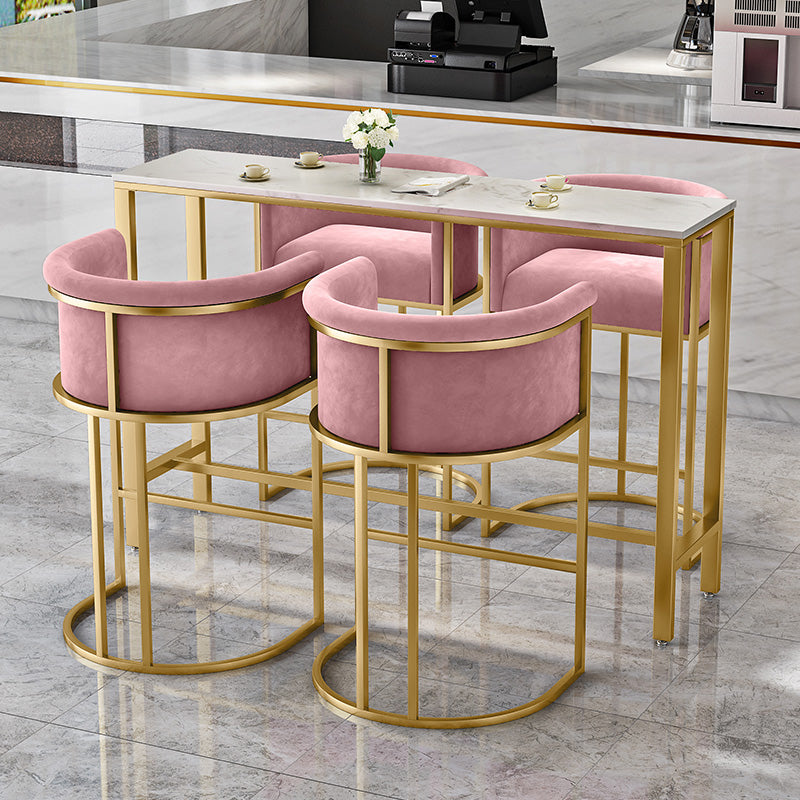 Glam Backrest Counter Stool Iron Household Bar Stool with Velvet Cushion and Pedal Clearhalo 'Bar Furniture' 'Bar Stools' 'bar_stools' 'furn' 'furn_bar_stools' 'furniture_bar_stools' 'Kitchen & Dining Furniture' 'kitchen&dining_furn' 'kitchen' 'kitchen_furn' Furniture' 4354531