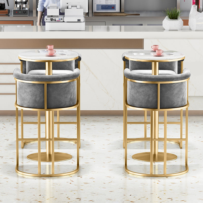Glam Backrest Counter Stool Iron Household Bar Stool with Velvet Cushion and Pedal Clearhalo 'Bar Furniture' 'Bar Stools' 'bar_stools' 'furn' 'furn_bar_stools' 'furniture_bar_stools' 'Kitchen & Dining Furniture' 'kitchen&dining_furn' 'kitchen' 'kitchen_furn' Furniture' 4354533
