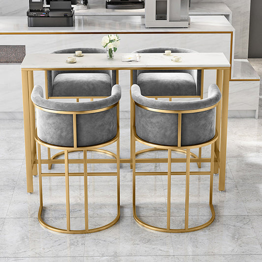 Glam Backrest Counter Stool Iron Household Bar Stool with Velvet Cushion and Pedal Clearhalo 'Bar Furniture' 'Bar Stools' 'bar_stools' 'furn' 'furn_bar_stools' 'furniture_bar_stools' 'Kitchen & Dining Furniture' 'kitchen&dining_furn' 'kitchen' 'kitchen_furn' Furniture' 4354538