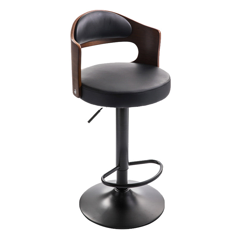 Modern Backrest Liftable Stool Iron Household Bar Stool with Cushion and Pedal Gloss Black 1 Piece Clearhalo 'Bar Furniture' 'Bar Stools' 'bar_stools' 'furn' 'furn_bar_stools' 'furniture_bar_stools' 'Kitchen & Dining Furniture' 'kitchen&dining_furn' 'kitchen' 'kitchen_furn' Furniture' 4354542