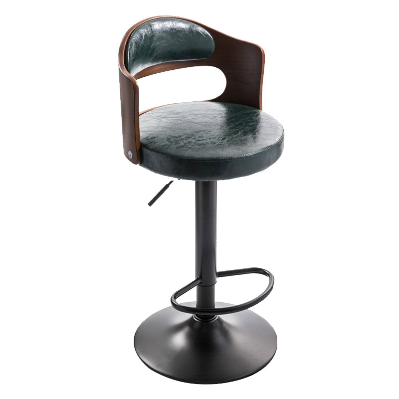 Modern Backrest Liftable Stool Iron Household Bar Stool with Cushion and Pedal Blackish Green 1 Piece Clearhalo 'Bar Furniture' 'Bar Stools' 'bar_stools' 'furn' 'furn_bar_stools' 'furniture_bar_stools' 'Kitchen & Dining Furniture' 'kitchen&dining_furn' 'kitchen' 'kitchen_furn' Furniture' 4354546