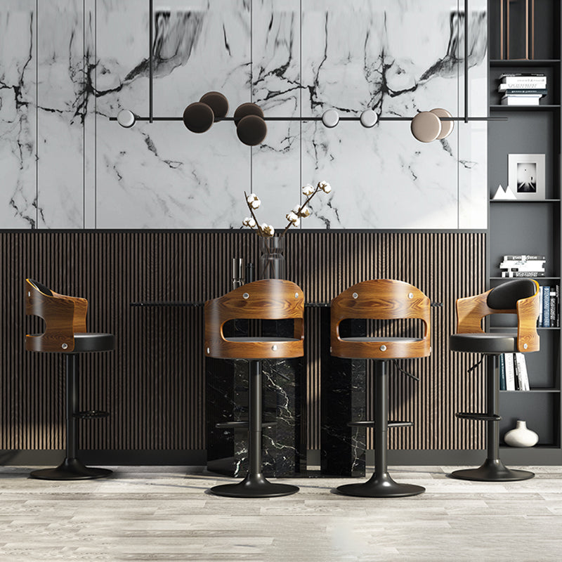 Modern Backrest Liftable Stool Iron Household Bar Stool with Cushion and Pedal Clearhalo 'Bar Furniture' 'Bar Stools' 'bar_stools' 'furn' 'furn_bar_stools' 'furniture_bar_stools' 'Kitchen & Dining Furniture' 'kitchen&dining_furn' 'kitchen' 'kitchen_furn' Furniture' 4354548