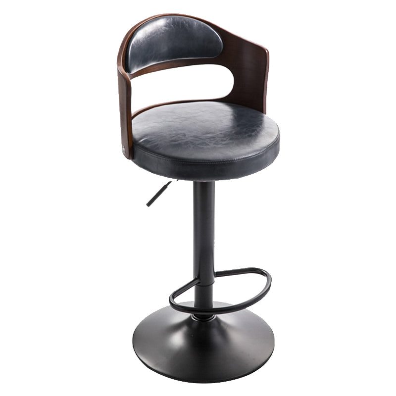 Modern Backrest Liftable Stool Iron Household Bar Stool with Cushion and Pedal Matte Black 1 Piece Clearhalo 'Bar Furniture' 'Bar Stools' 'bar_stools' 'furn' 'furn_bar_stools' 'furniture_bar_stools' 'Kitchen & Dining Furniture' 'kitchen&dining_furn' 'kitchen' 'kitchen_furn' Furniture' 4354549