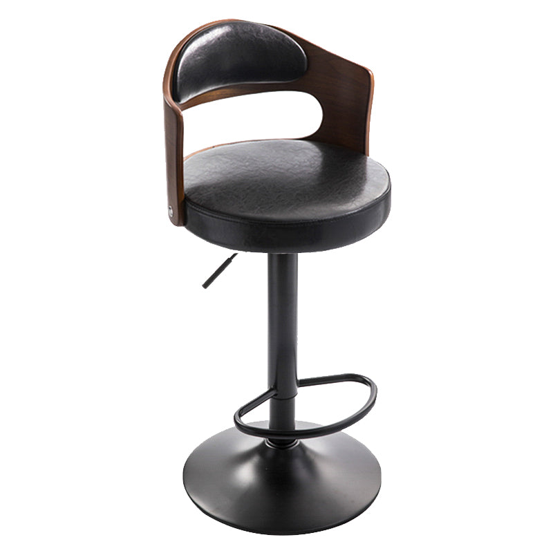 Modern Backrest Liftable Stool Iron Household Bar Stool with Cushion and Pedal Black 1 Piece Clearhalo 'Bar Furniture' 'Bar Stools' 'bar_stools' 'furn' 'furn_bar_stools' 'furniture_bar_stools' 'Kitchen & Dining Furniture' 'kitchen&dining_furn' 'kitchen' 'kitchen_furn' Furniture' 4354551