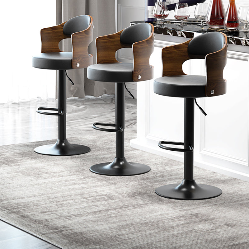 Modern Backrest Liftable Stool Iron Household Bar Stool with Cushion and Pedal Clearhalo 'Bar Furniture' 'Bar Stools' 'bar_stools' 'furn' 'furn_bar_stools' 'furniture_bar_stools' 'Kitchen & Dining Furniture' 'kitchen&dining_furn' 'kitchen' 'kitchen_furn' Furniture' 4354557