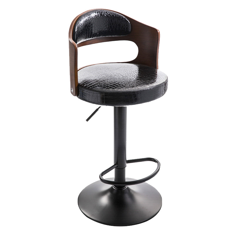 Modern Backrest Liftable Stool Iron Household Bar Stool with Cushion and Pedal Gray-Blue 1 Piece Clearhalo 'Bar Furniture' 'Bar Stools' 'bar_stools' 'furn' 'furn_bar_stools' 'furniture_bar_stools' 'Kitchen & Dining Furniture' 'kitchen&dining_furn' 'kitchen' 'kitchen_furn' Furniture' 4354560