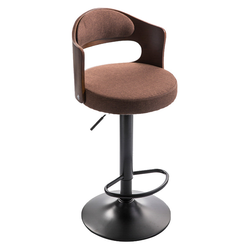 Modern Backrest Liftable Stool Iron Household Bar Stool with Cushion and Pedal Coffee 1 Piece Clearhalo 'Bar Furniture' 'Bar Stools' 'bar_stools' 'furn' 'furn_bar_stools' 'furniture_bar_stools' 'Kitchen & Dining Furniture' 'kitchen&dining_furn' 'kitchen' 'kitchen_furn' Furniture' 4354563