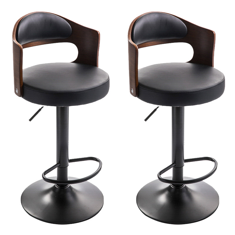 Modern Backrest Liftable Stool Iron Household Bar Stool with Cushion and Pedal Gloss Black 2 Piece Set Clearhalo 'Bar Furniture' 'Bar Stools' 'bar_stools' 'furn' 'furn_bar_stools' 'furniture_bar_stools' 'Kitchen & Dining Furniture' 'kitchen&dining_furn' 'kitchen' 'kitchen_furn' Furniture' 4354564