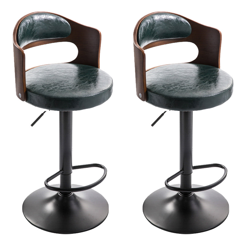 Modern Backrest Liftable Stool Iron Household Bar Stool with Cushion and Pedal Blackish Green 2 Piece Set Clearhalo 'Bar Furniture' 'Bar Stools' 'bar_stools' 'furn' 'furn_bar_stools' 'furniture_bar_stools' 'Kitchen & Dining Furniture' 'kitchen&dining_furn' 'kitchen' 'kitchen_furn' Furniture' 4354566