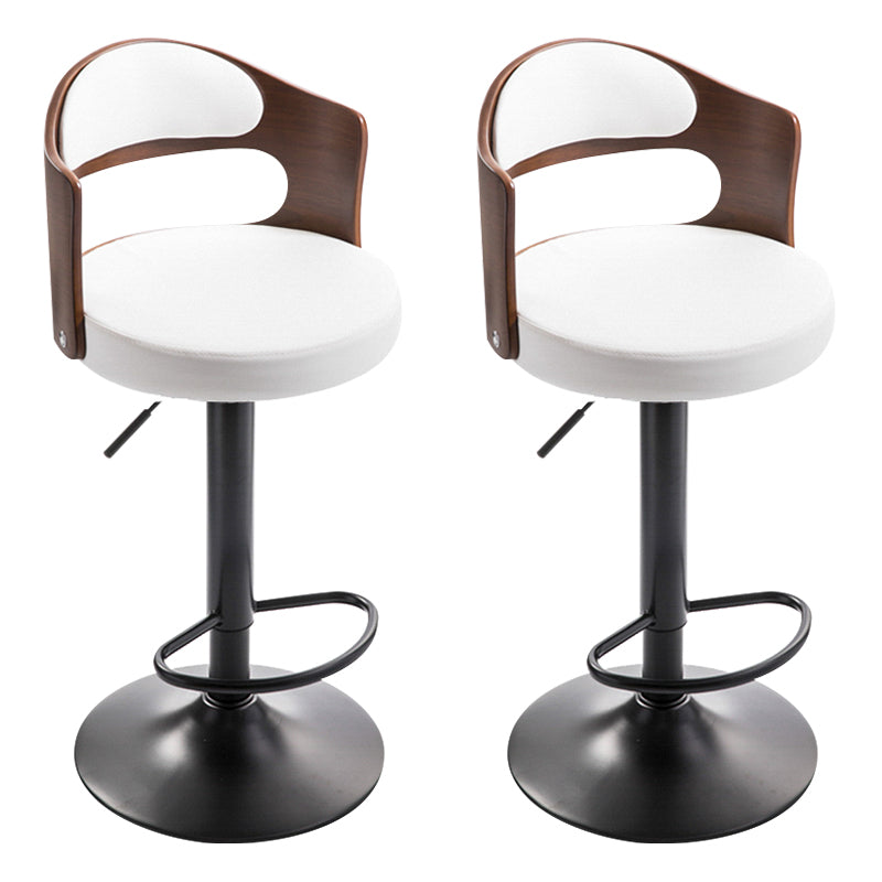 Modern Backrest Liftable Stool Iron Household Bar Stool with Cushion and Pedal White 2 Piece Set Clearhalo 'Bar Furniture' 'Bar Stools' 'bar_stools' 'furn' 'furn_bar_stools' 'furniture_bar_stools' 'Kitchen & Dining Furniture' 'kitchen&dining_furn' 'kitchen' 'kitchen_furn' Furniture' 4354567