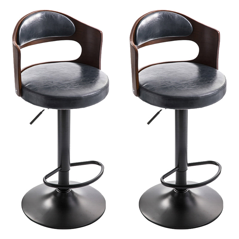 Modern Backrest Liftable Stool Iron Household Bar Stool with Cushion and Pedal Matte Black 2 Piece Set Clearhalo 'Bar Furniture' 'Bar Stools' 'bar_stools' 'furn' 'furn_bar_stools' 'furniture_bar_stools' 'Kitchen & Dining Furniture' 'kitchen&dining_furn' 'kitchen' 'kitchen_furn' Furniture' 4354568