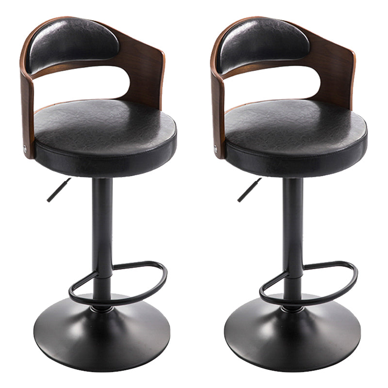 Modern Backrest Liftable Stool Iron Household Bar Stool with Cushion and Pedal Black 2 Piece Set Clearhalo 'Bar Furniture' 'Bar Stools' 'bar_stools' 'furn' 'furn_bar_stools' 'furniture_bar_stools' 'Kitchen & Dining Furniture' 'kitchen&dining_furn' 'kitchen' 'kitchen_furn' Furniture' 4354569