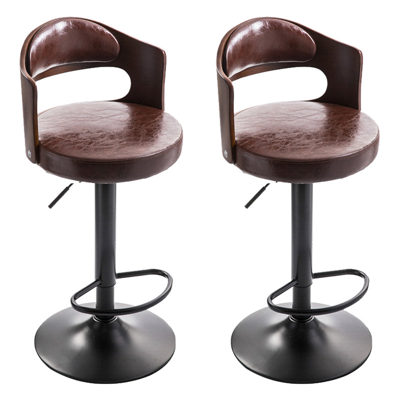 Modern Backrest Liftable Stool Iron Household Bar Stool with Cushion and Pedal Brown 2 Piece Set Clearhalo 'Bar Furniture' 'Bar Stools' 'bar_stools' 'furn' 'furn_bar_stools' 'furniture_bar_stools' 'Kitchen & Dining Furniture' 'kitchen&dining_furn' 'kitchen' 'kitchen_furn' Furniture' 4354570